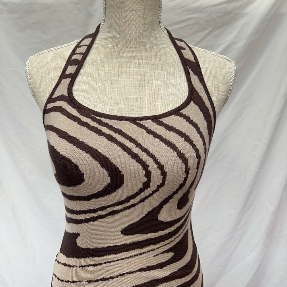 NWT Princess Polly Meagan Brown Striped Mini Dress Size XS/S - Picture 4 of 10